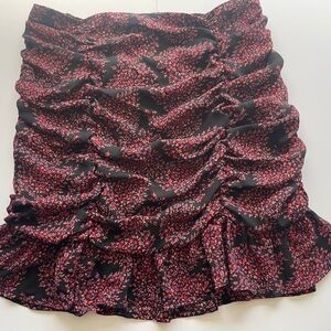 Forever 21 Black Mini Skirt with Pink Floral Print